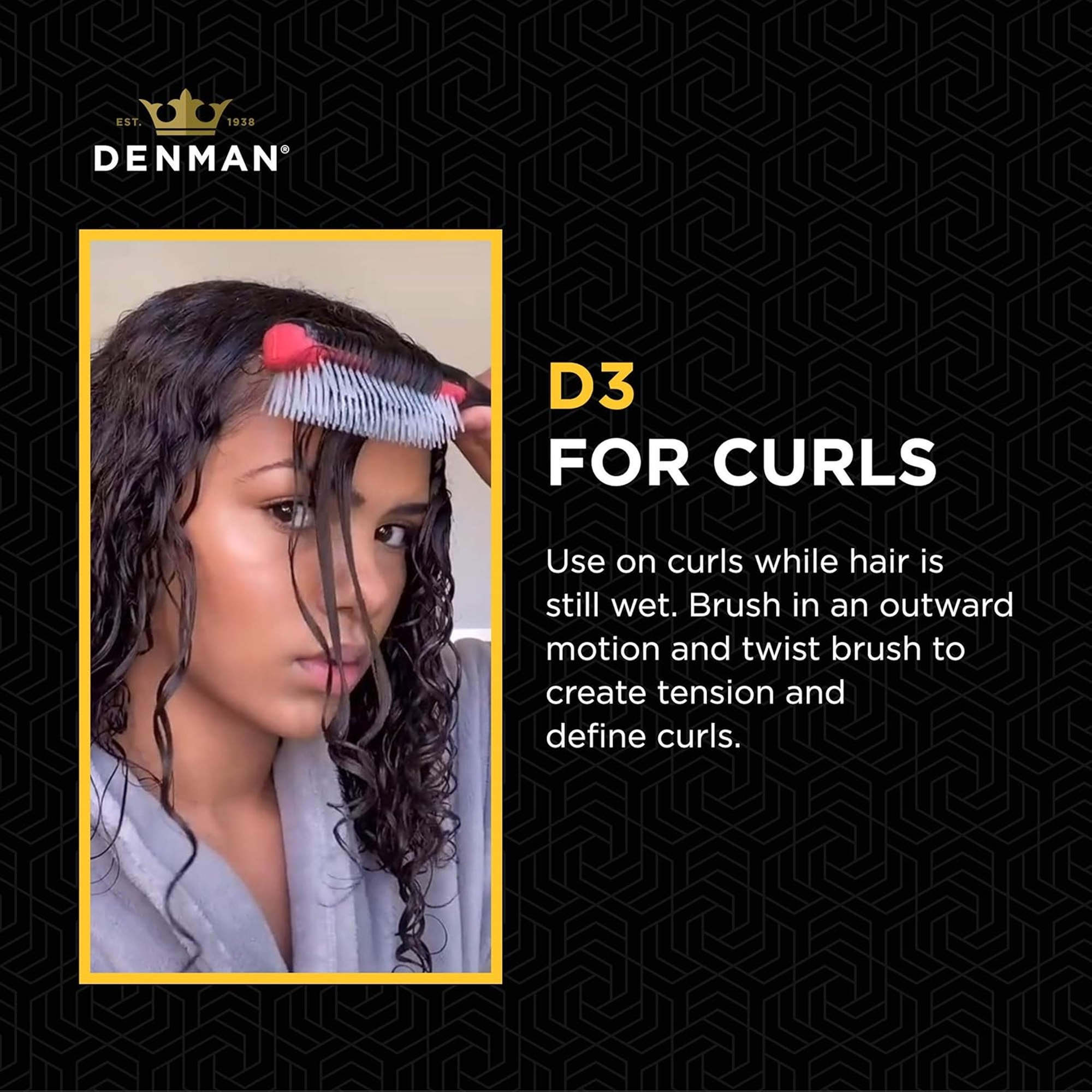 Denman D4N 9 Row Styler Black/White Brush