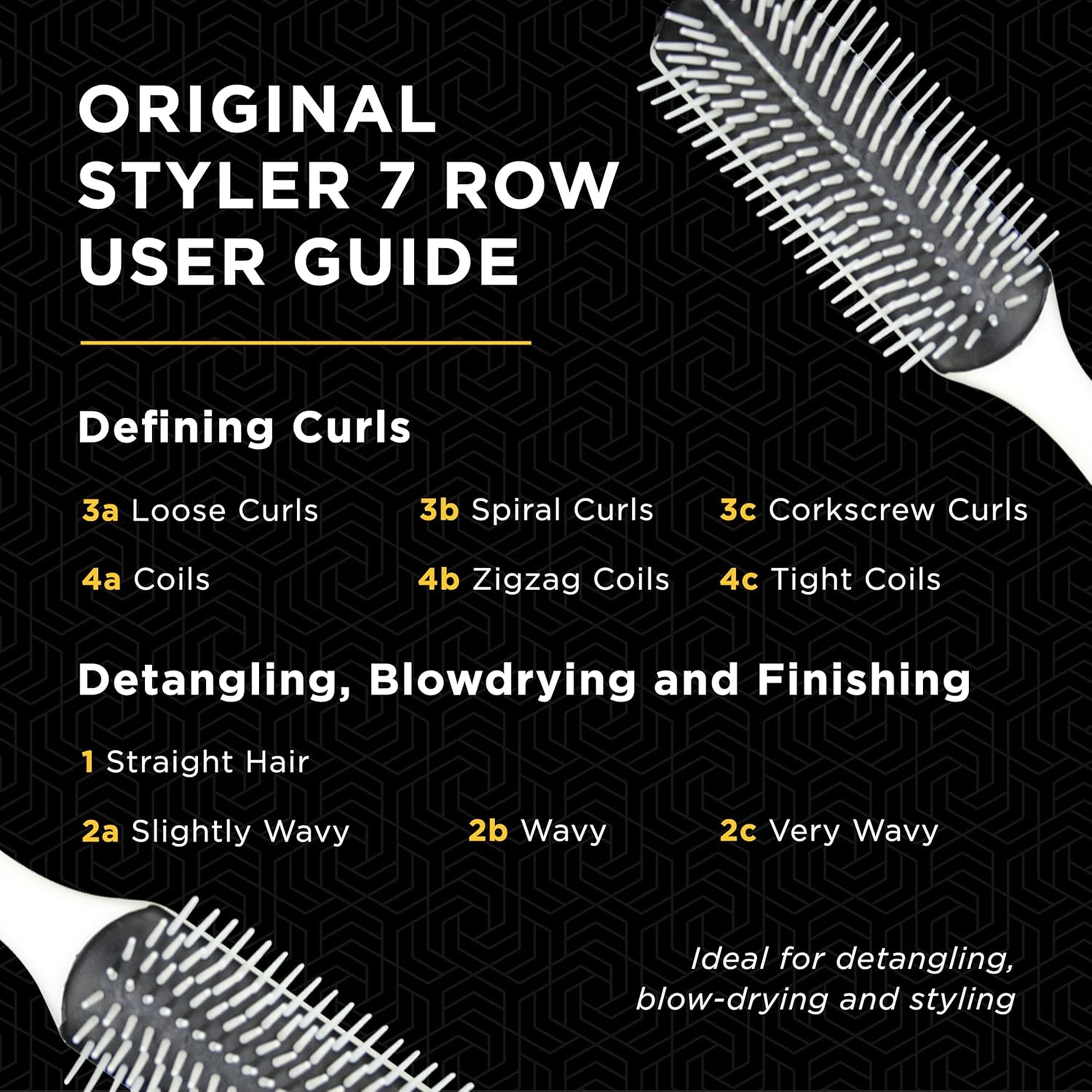 Denman D4N 9 Row Styler Black/White Brush