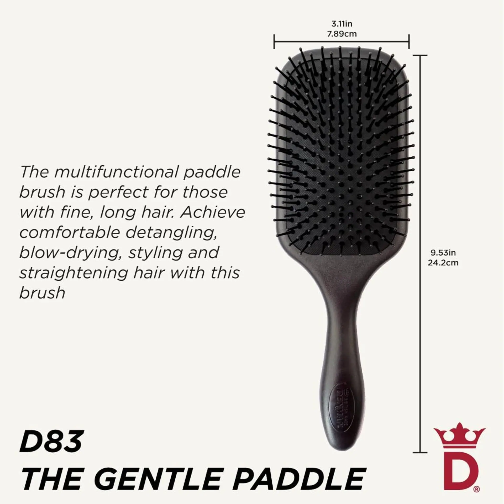 Denman D83 Large Paddle Black Brush
