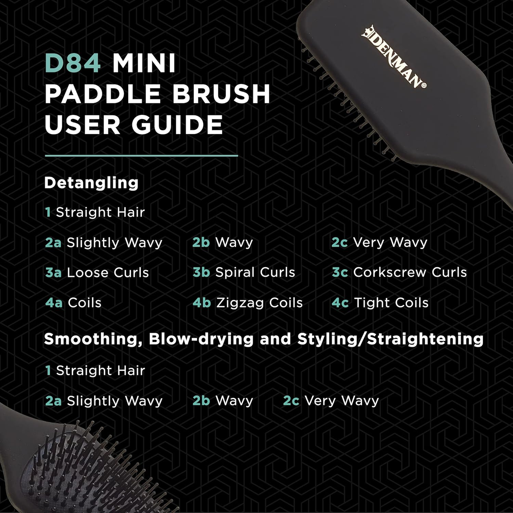 Denman D84 Mini Paddle Black Brush