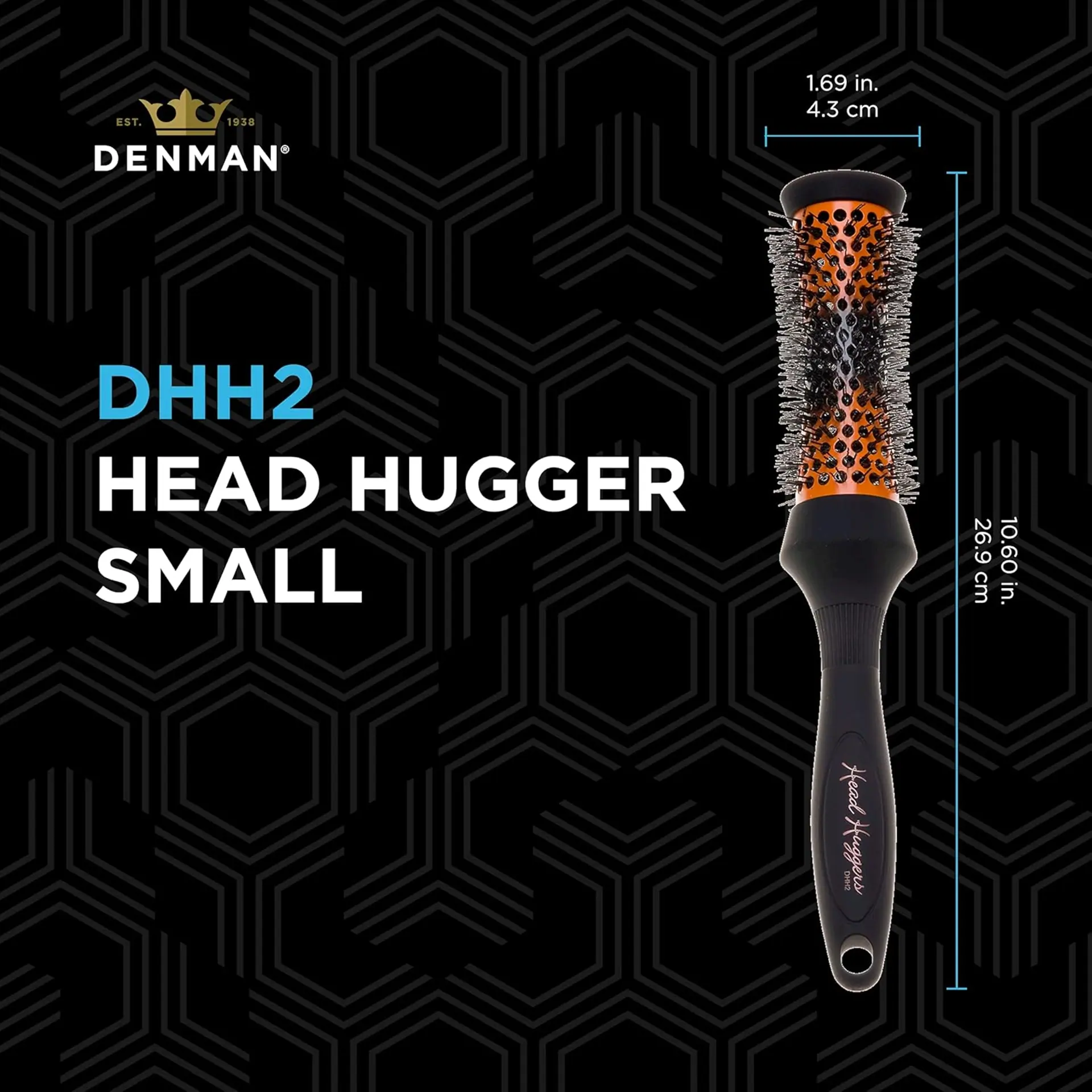 Denman DHH2 Head Hugger 33mm Orange Brush
