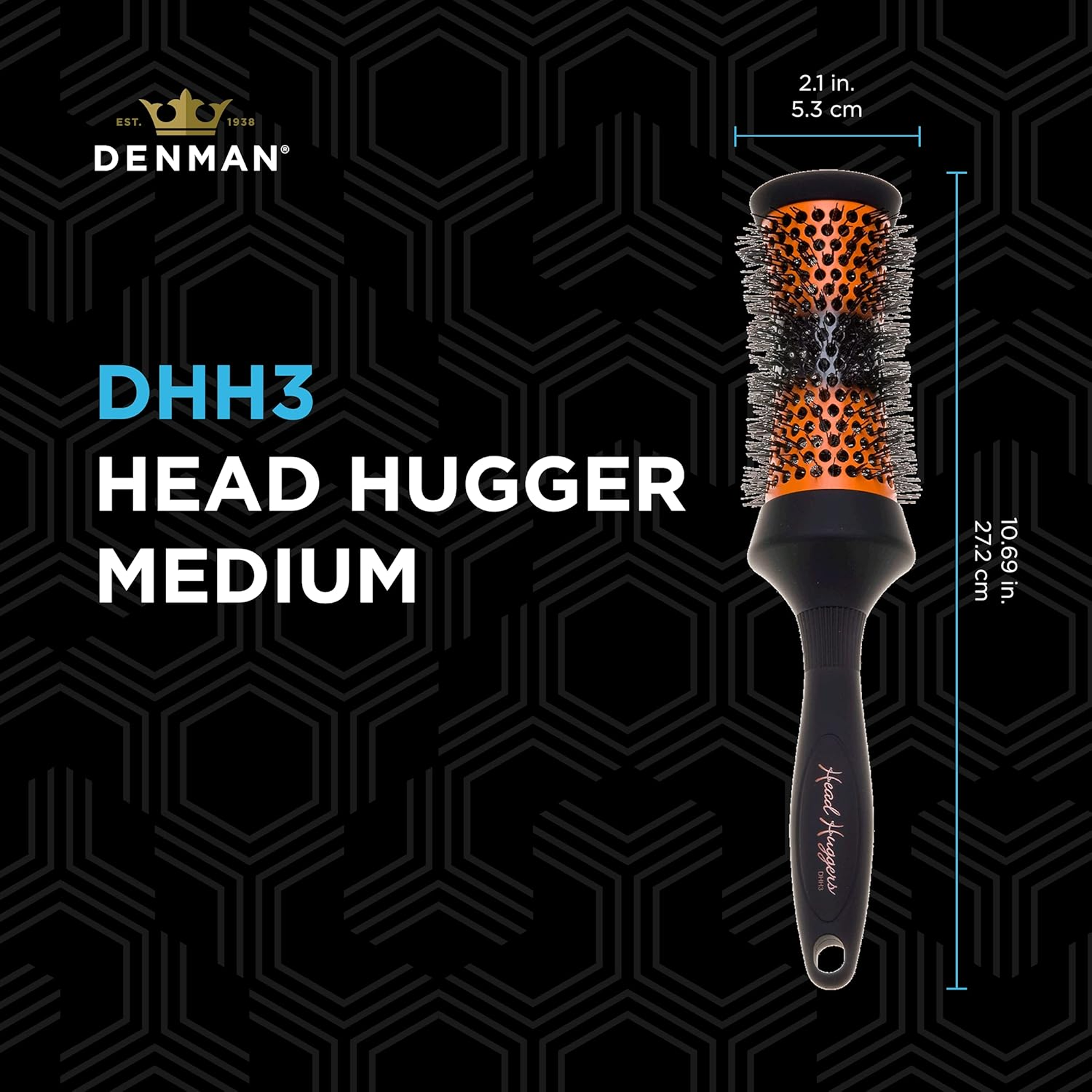 Denman DHH3 Head Hugger 43mm Orange Brush
