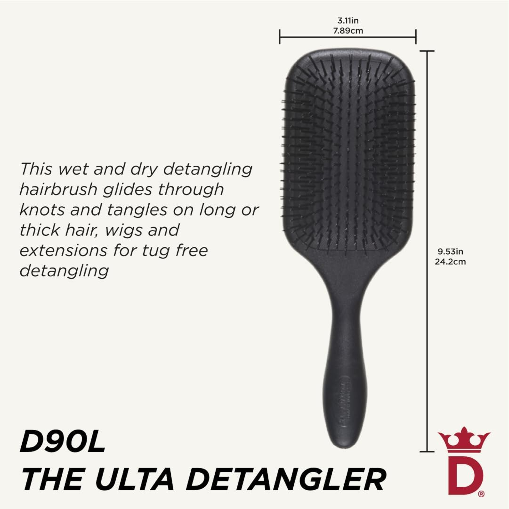 Denman D90L Tangle Tamer Ultra Black