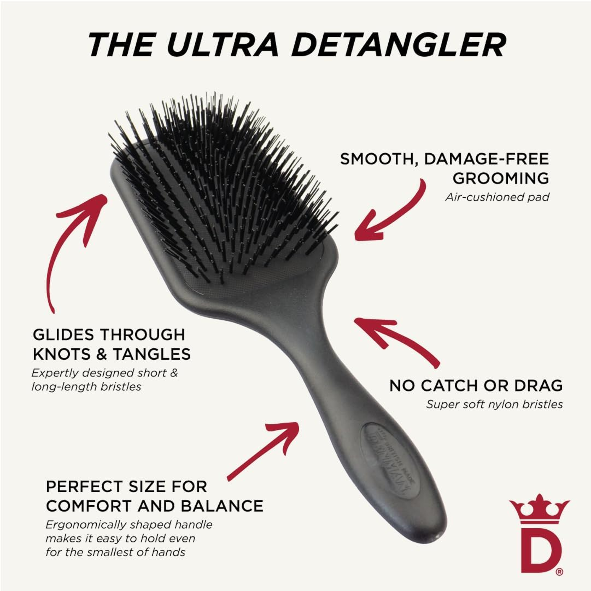 Denman D90L Tangle Tamer Ultra Black