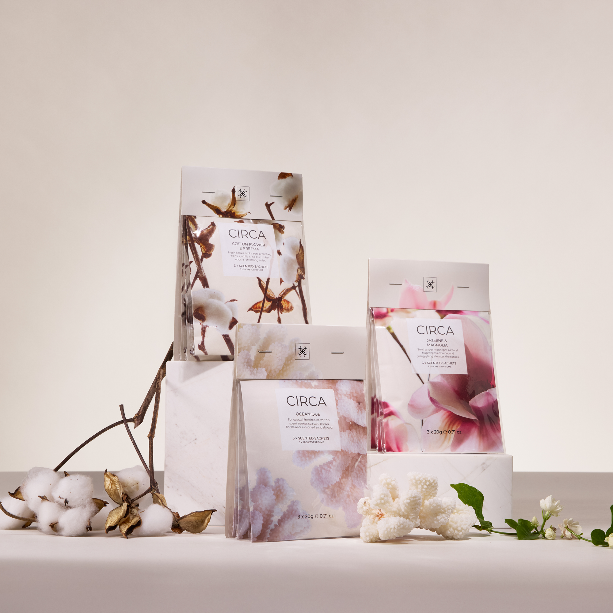 CIRCA Scented Sachet 3 x 20g - Cotton Flower & Freesia