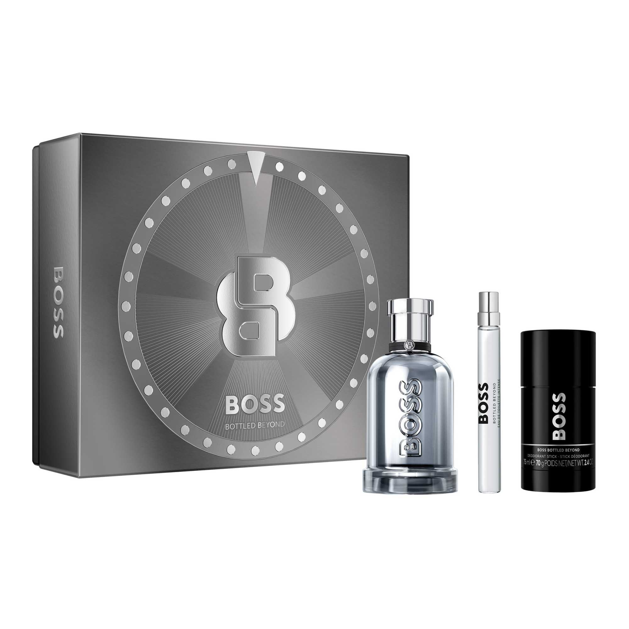 BOSS Bottled Beyond For Him EDT Intense Gift Set (Contains: EDPI 100ml, 10ml Pen Spray, 75ml Deodorant Stick)