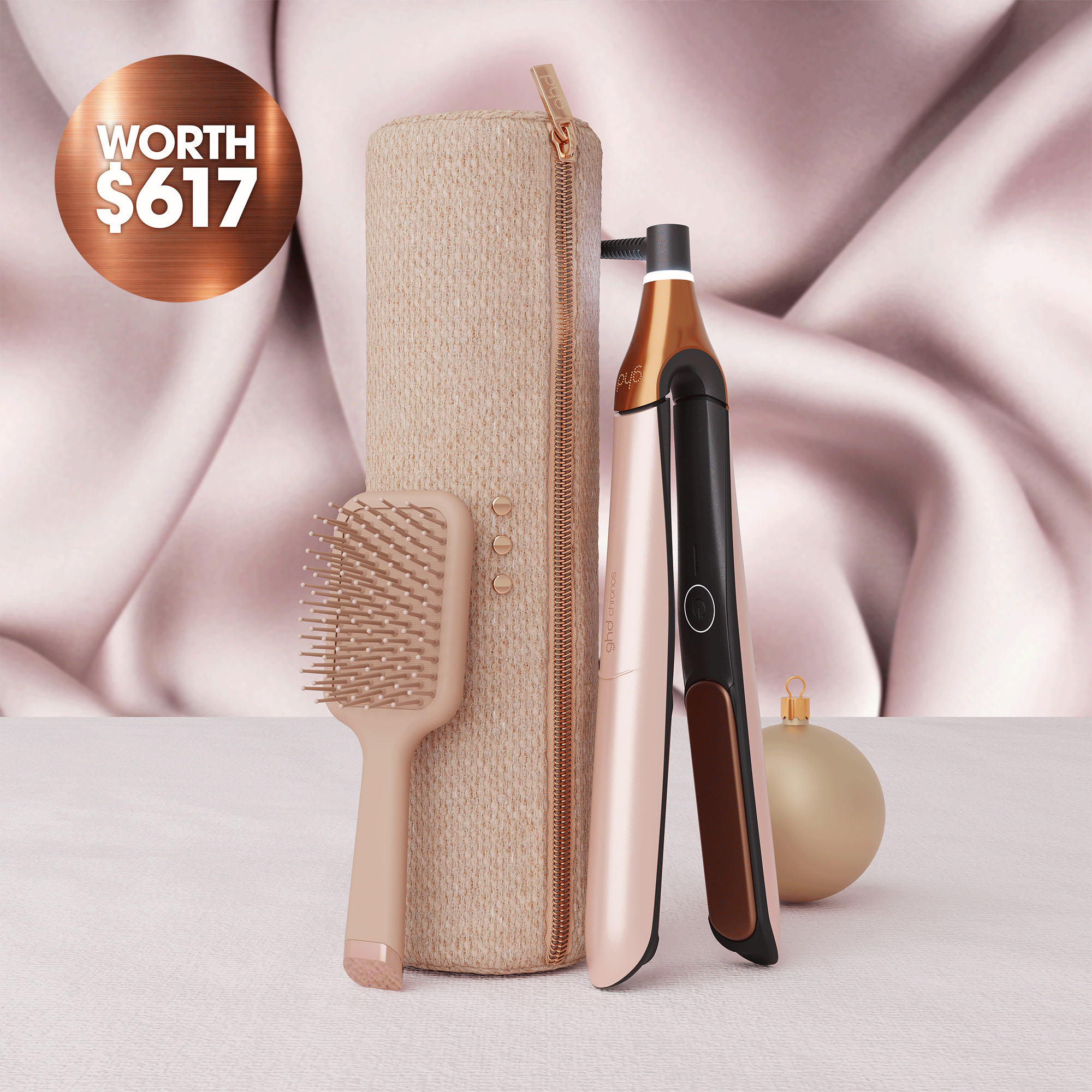 GHD Gold Hair Straightener Gift Set in Cashmere Beige