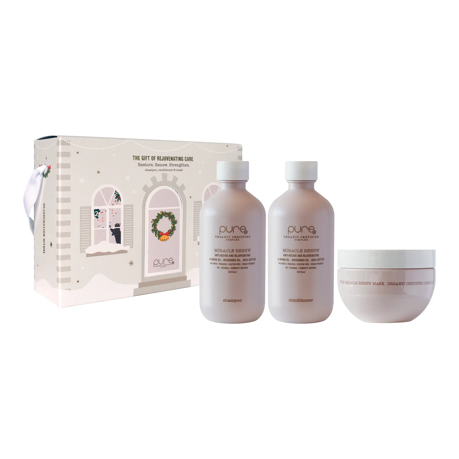 PURE TRIO Miracle Renew Shampoo & Conditioner 300ml + Miracle Renew Mask 250ml