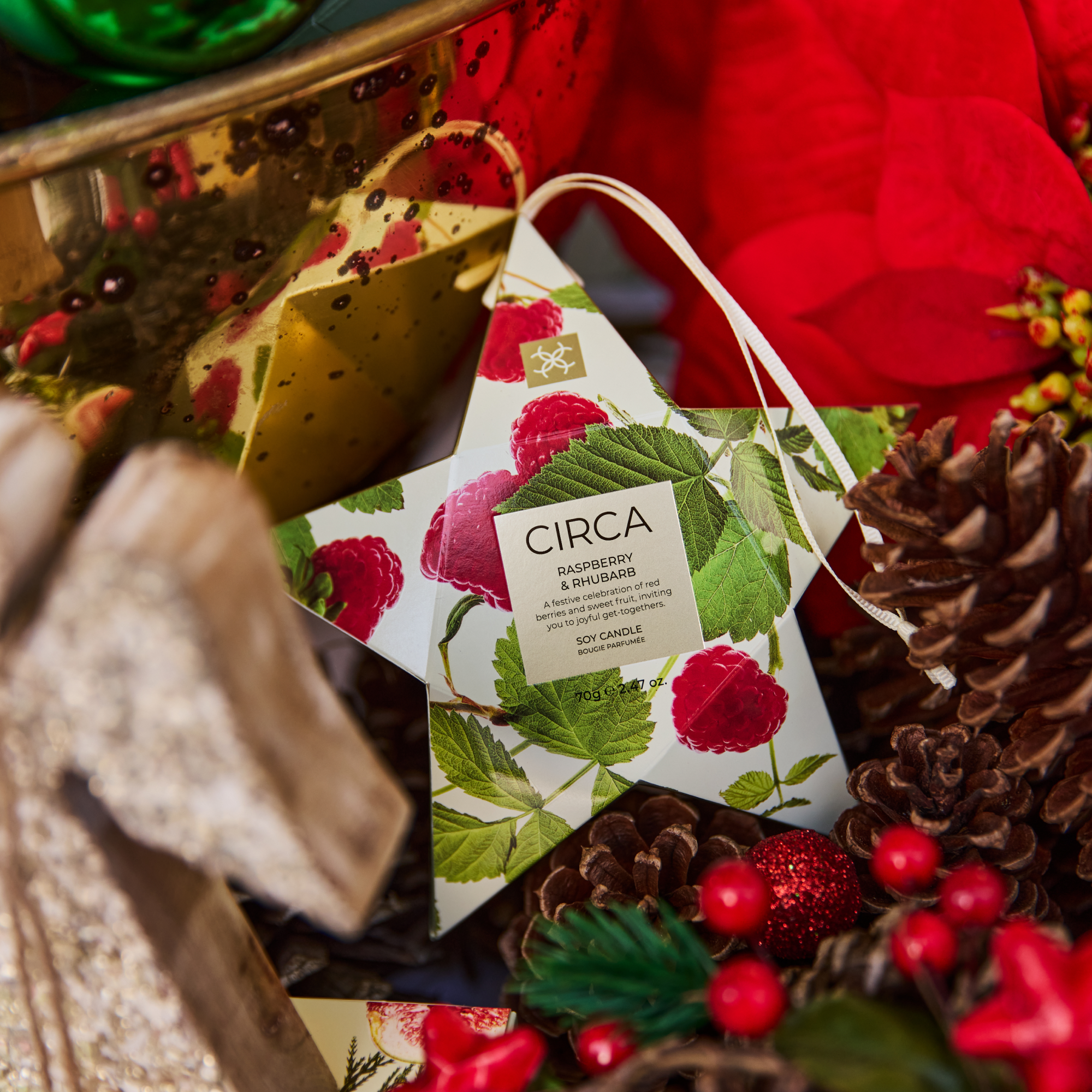 CIRCA 3x70g Candle Trio - Christmas - (RASPBERRY & RHUBARB, WHITE FIG & CEDAR, GINGERBREAD COOKIES) - X26