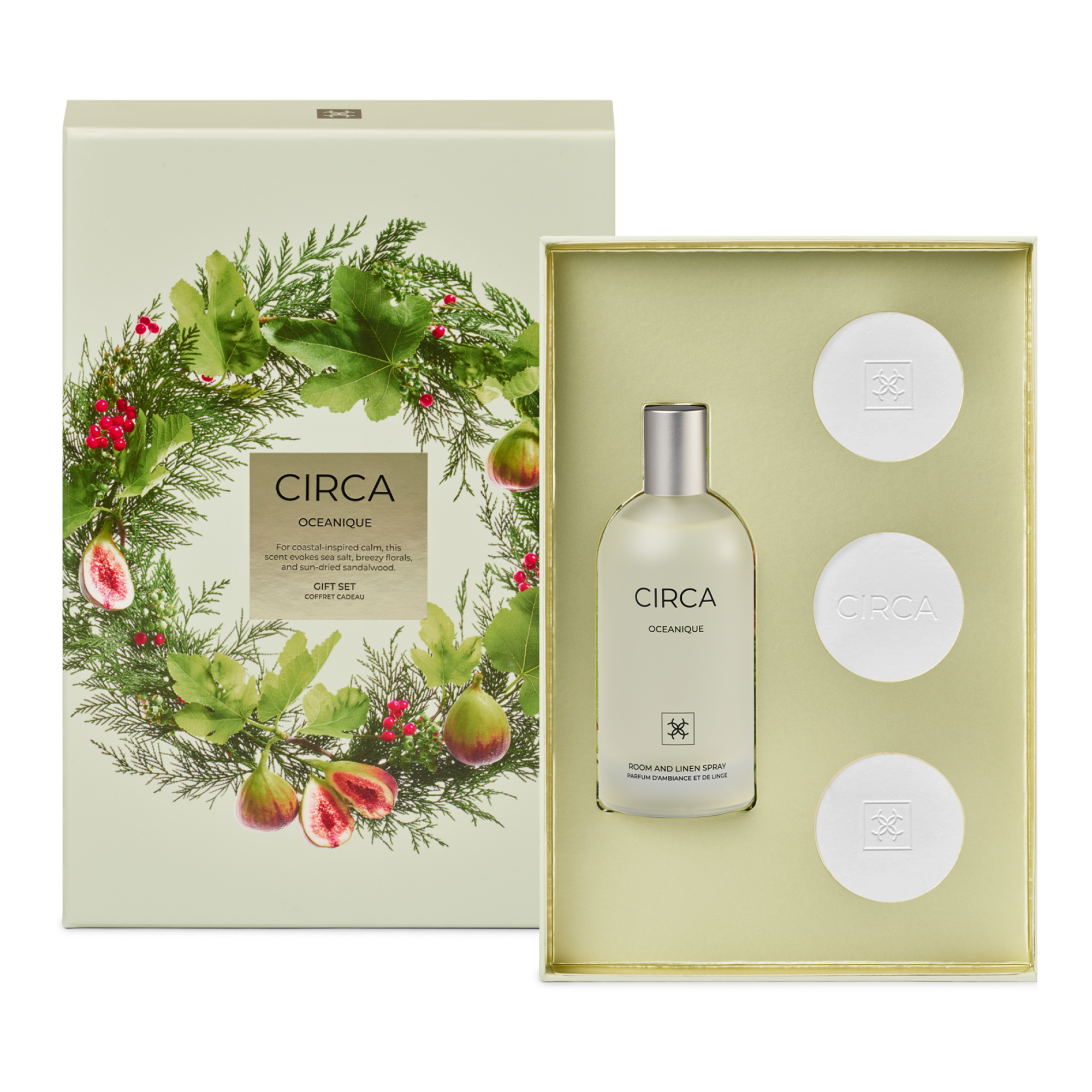 CIRCA 100ml Oceanique Gift Set (3 x Ceramic Stones, 100ml Room & Linen Spray) - Christmas - OCEANIQUE - X26