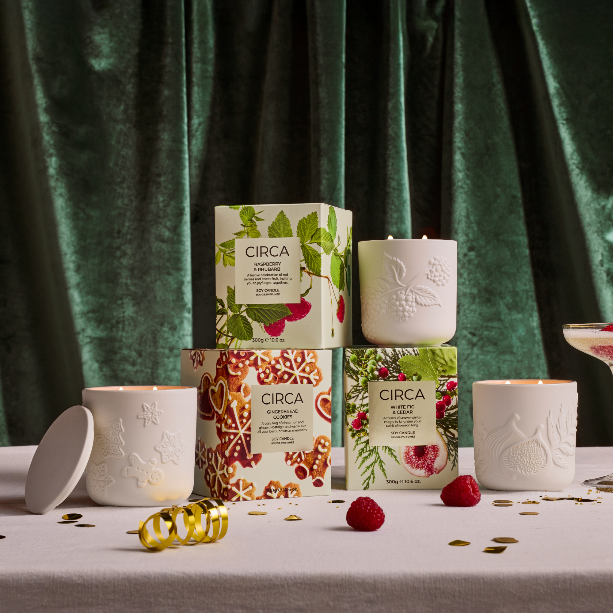 CIRCA 300g Candle - Christmas - RASPBERRY & RHUBARB - X26