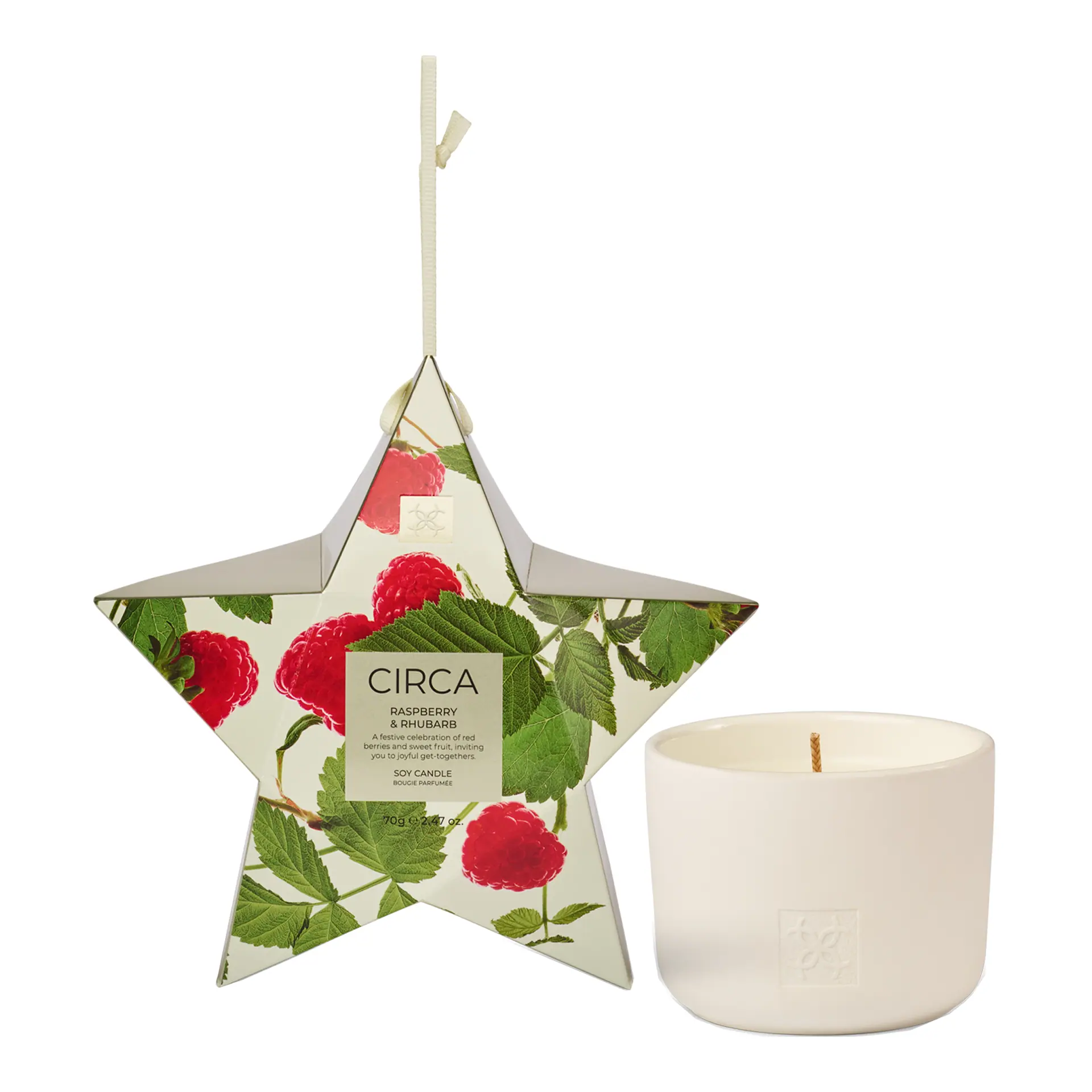 CIRCA 70g bauble Candle - Christmas - RASPBERRY & RHUBARB - X26