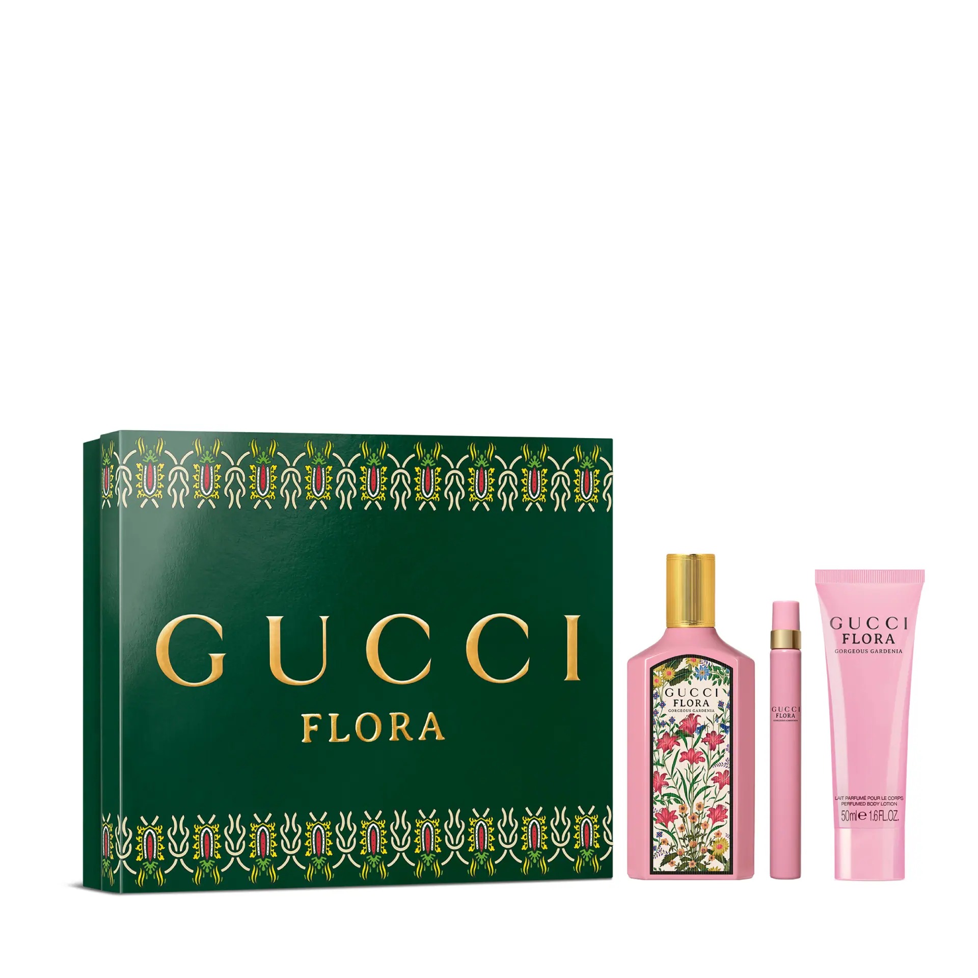 Gucci Beauty Flora Gorgeous Gardenia EDP 100ml Gift Set (Contains: EDP 100ml, Pen Spray 10ml, Body Lotion 50ml)