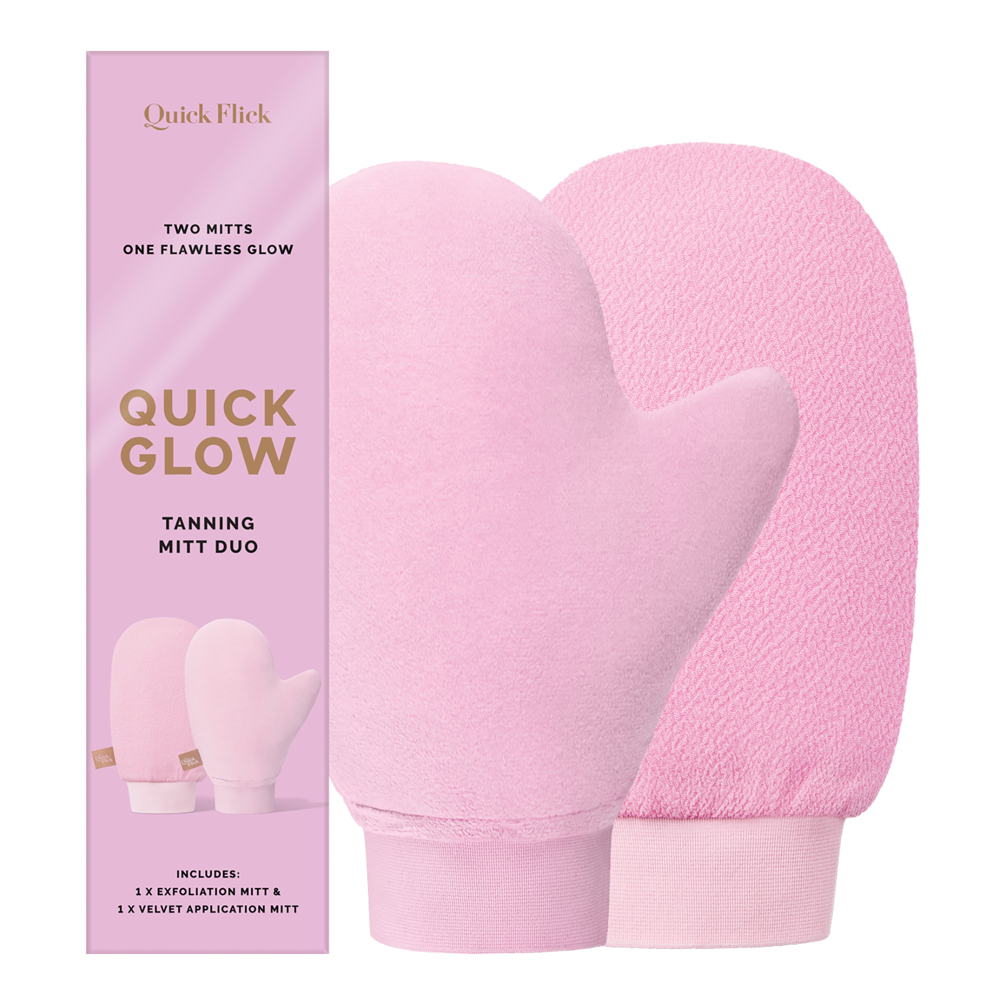 The Quick Flick Quick Glow Tanning Mitt & Exfoliation Duo