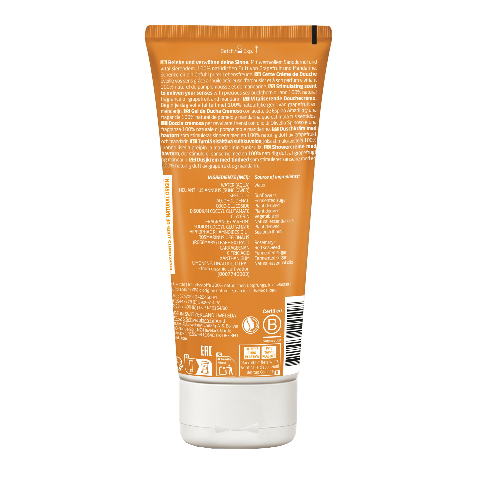 Weleda Vitality Body Wash - Sea Buckthorn, 200ml
