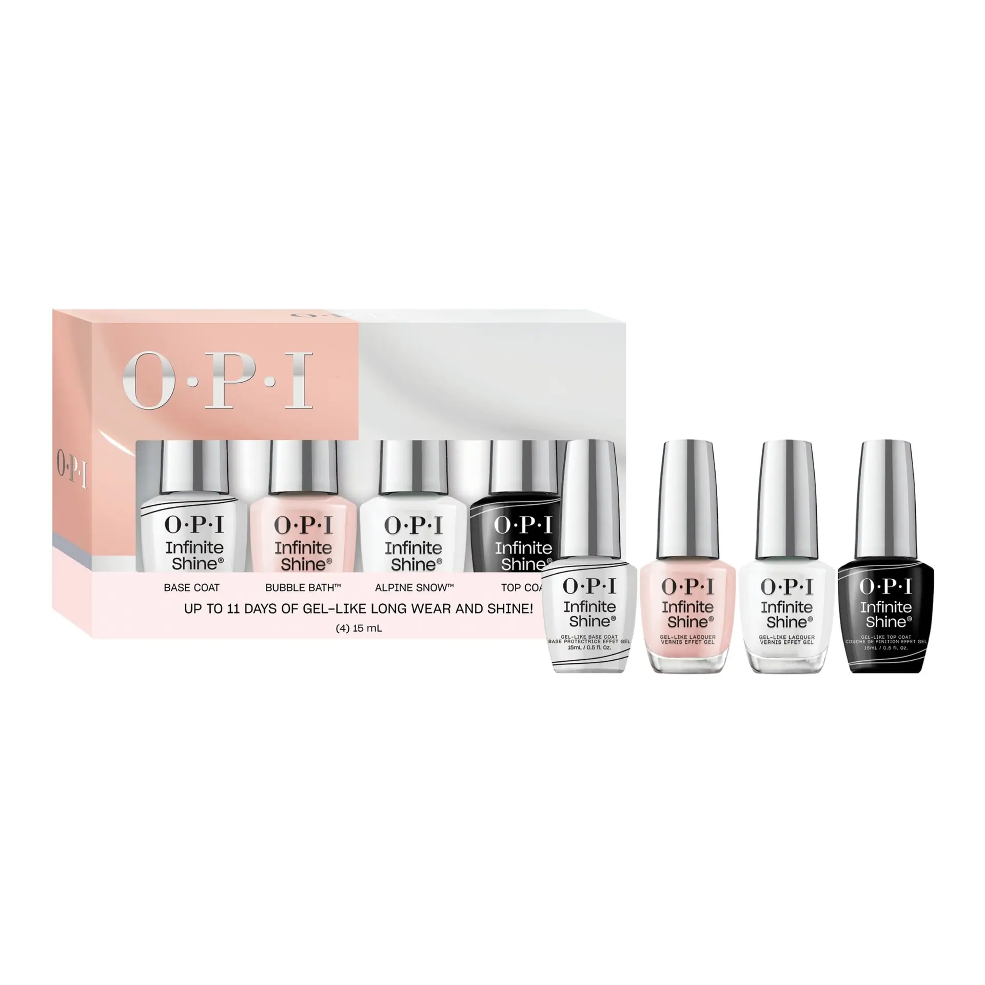 OPI Infinite Shine French Manicure 4PC Gift Set - Base Coat, Bubble Bath™, Alpine Snow™, Top Coat
