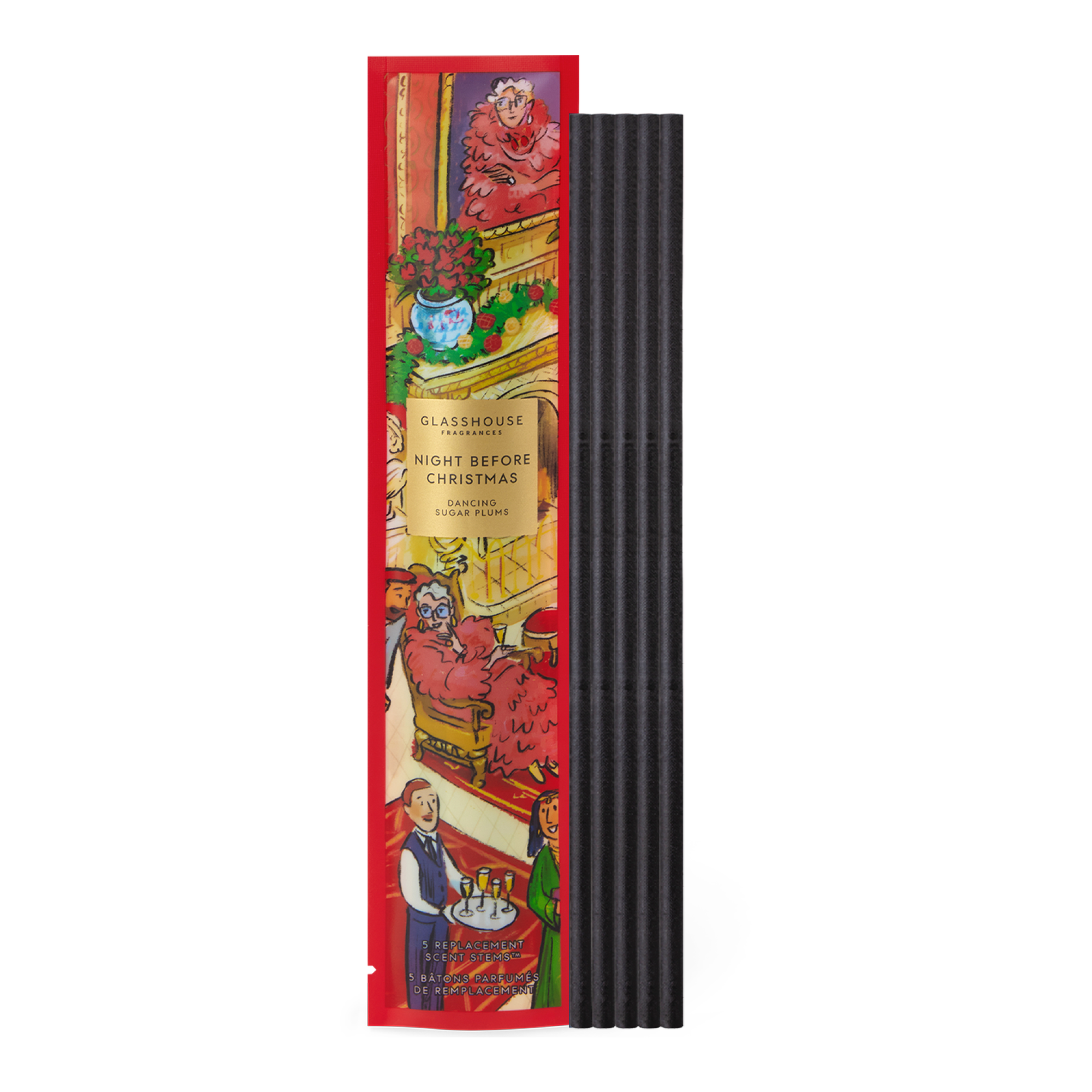Glasshouse Fragrances 5 Replacement Scent Stems - Christmas - Night Before Christmas - X26