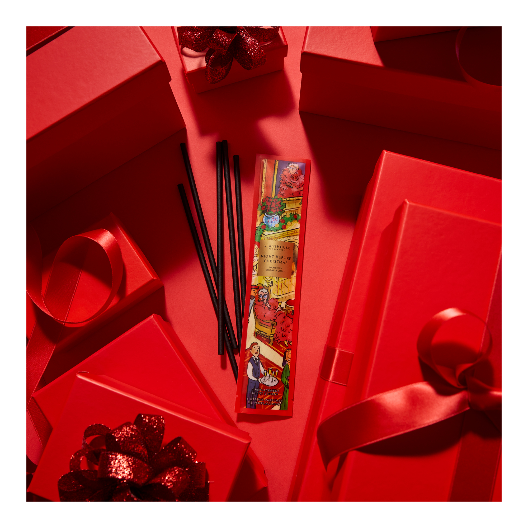 Glasshouse Fragrances 5 Replacement Scent Stems - Christmas - Night Before Christmas - X26
