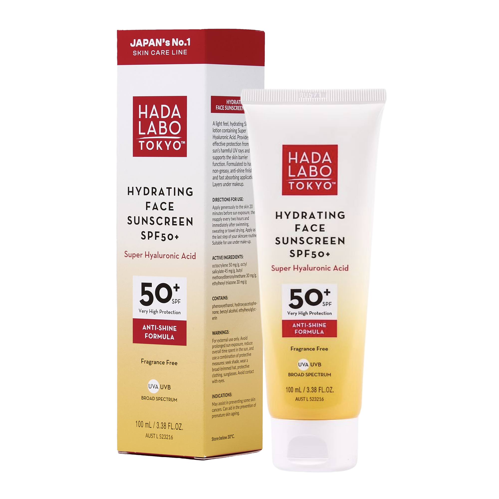 Hada Labo Tokyo Hydrating Face Sunscreen SPF50+ 100mL