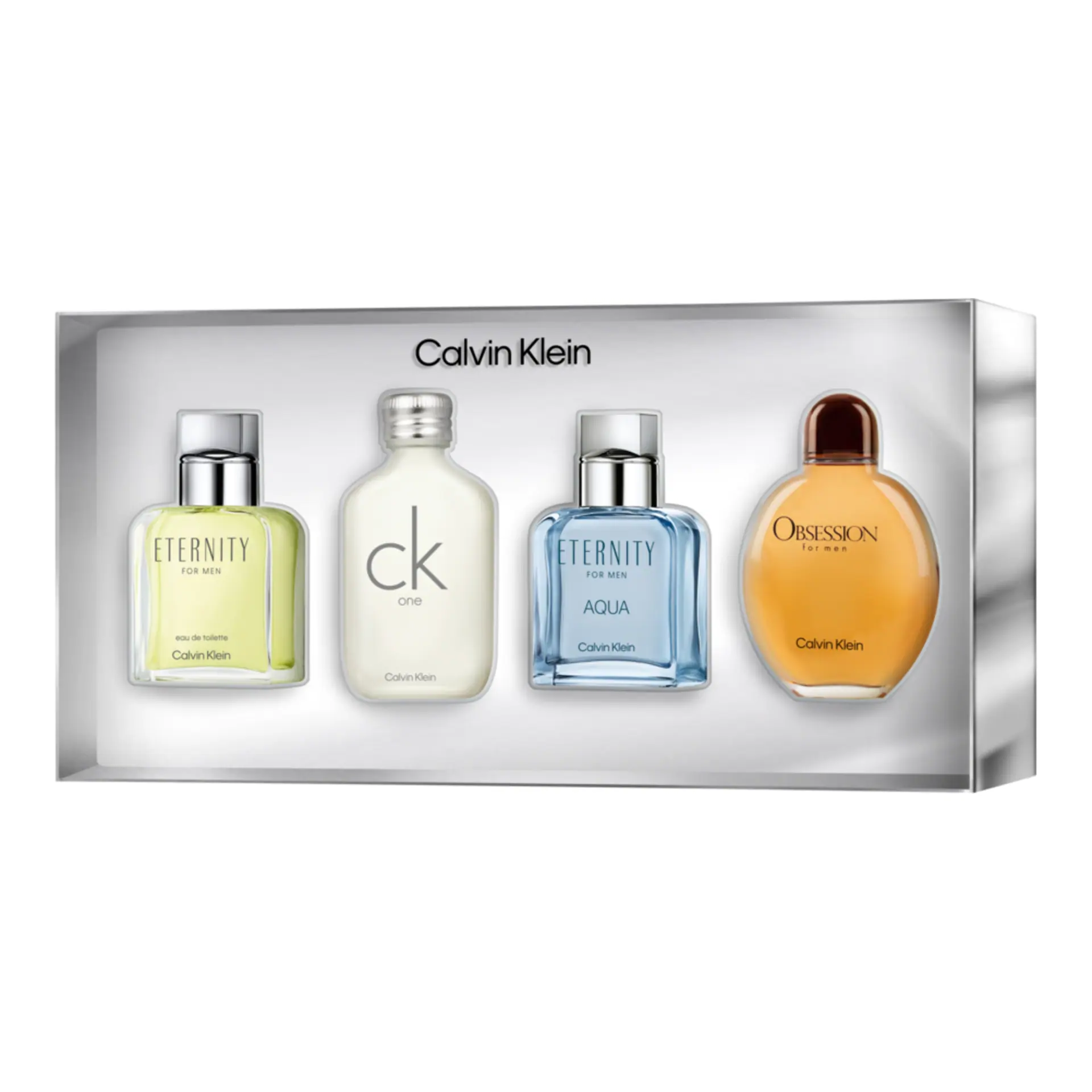 Calvin Klein Mens Holiday: Eternity EDT 15ml + Ck One EDT 15ml + Obsession EDT 15ml + Eternity Aqua EDT 15ml