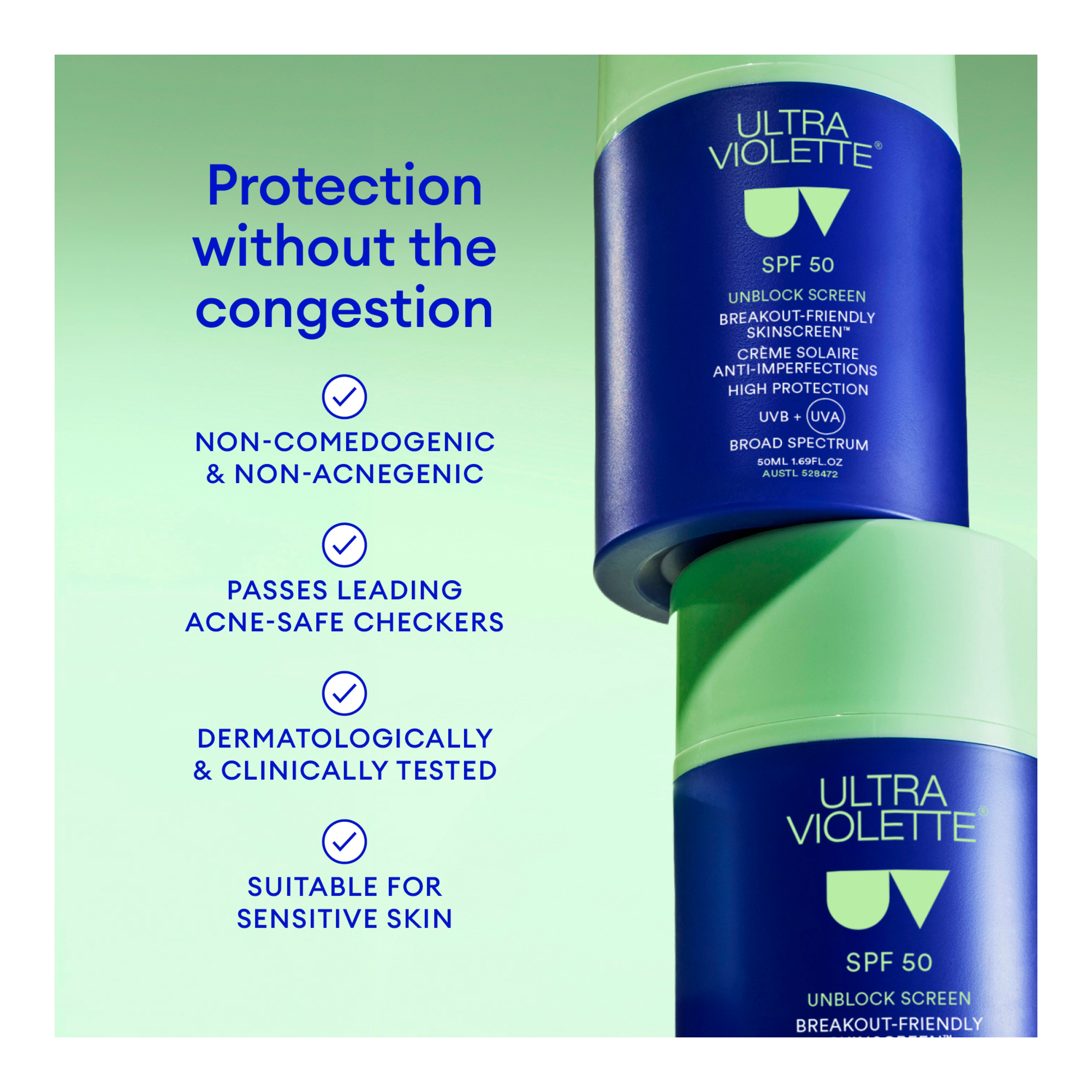 Ultra Violette Unblock Screen SPF 50 Breakout-Friendly SKINSCREEN 50ml